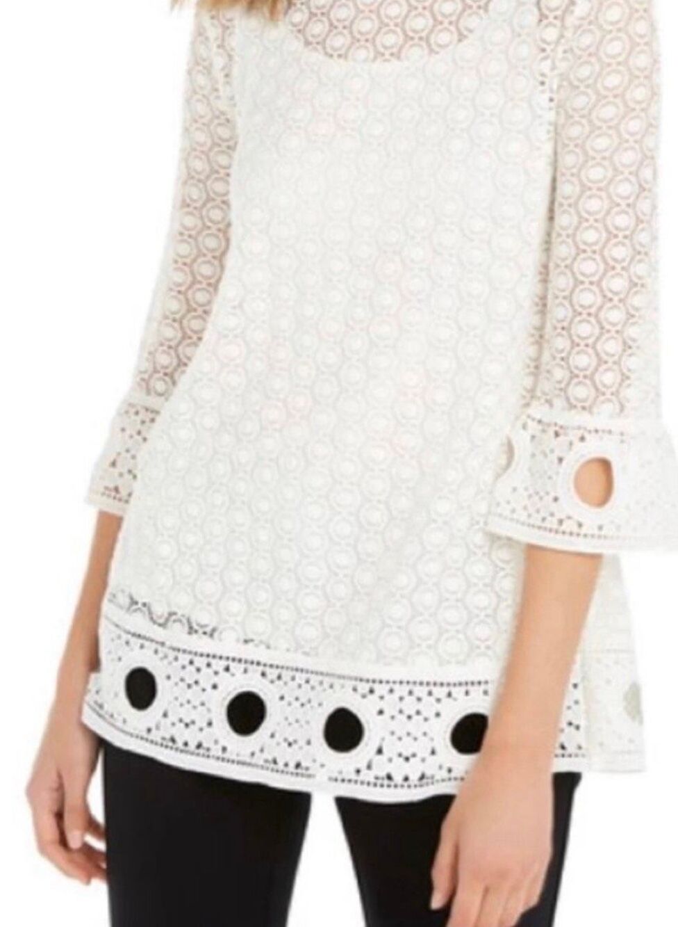 Alfani White Crochet Trim Blouse Women’s Size XXL